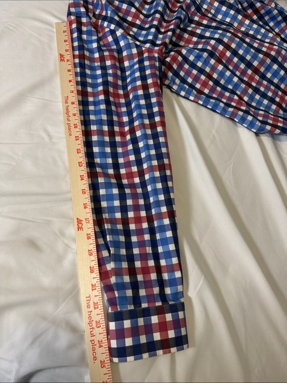 Banana Republic Red, Blue & White Plaid Button-Down Shirt Camden Fit Large